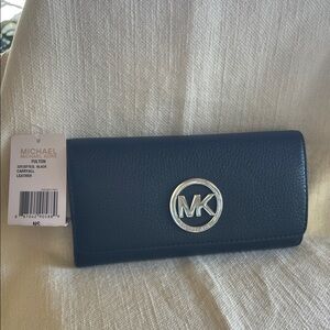 Michael Kors Black Leather Wallet with Silver Logo